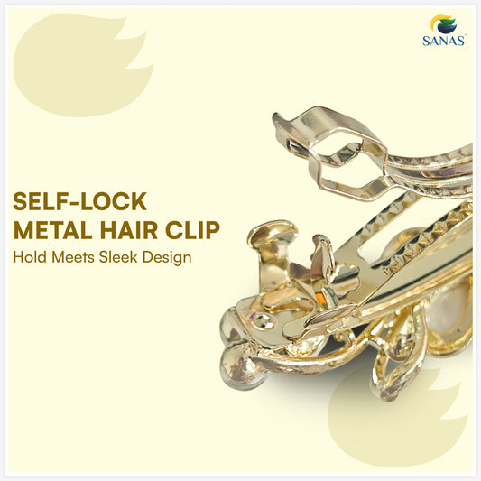 Sanas Golden Crystal Barrette For Women 1 Pc