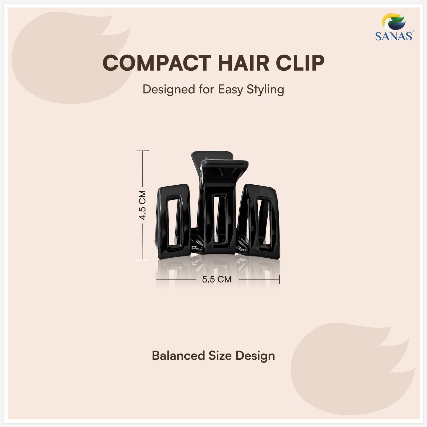 SANAS (3 Pcs) Plastic Hair Claw Clips Stylish Aesthetic Clutchers Hair Accessories for Women and Girls Versatile 3 Shades (3 Pcs)