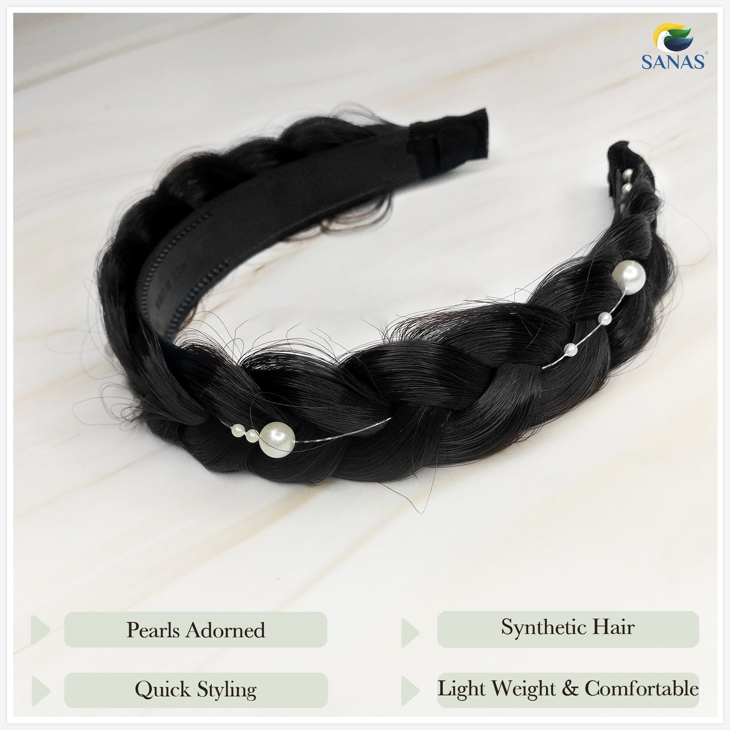 Sanas Artificial Hair Braided Hairband - 1Pc