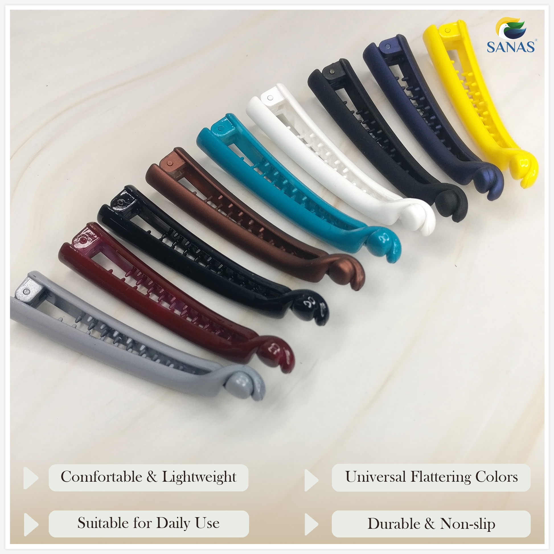 Multicolor banana hair barrettes for women
