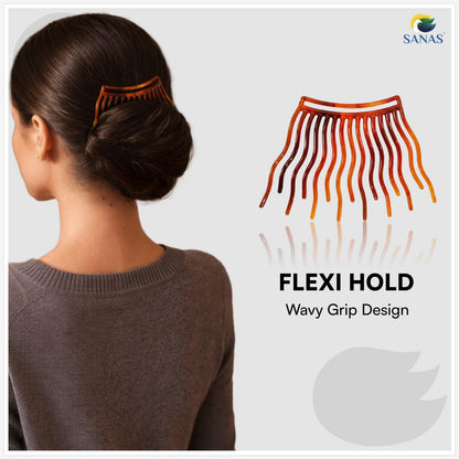 SANAS (4 Pcs) Wavy Bun Hair Combs Stylish Hair Accessories for Updos for Women (4 Pcs)