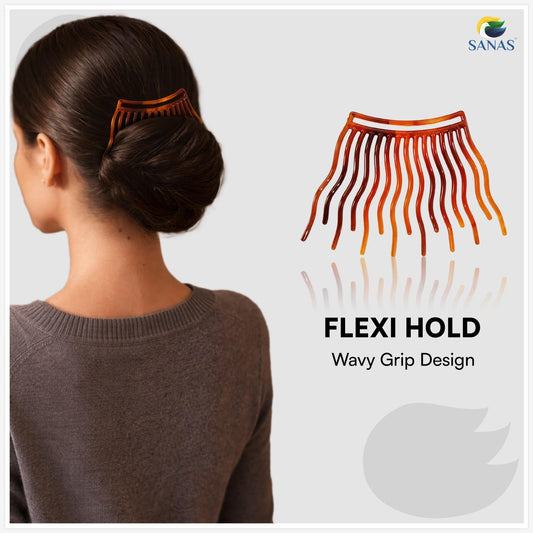 SANAS (4 Pcs) Wavy Bun Hair Combs Stylish Hair Accessories for Updos for Women (4 Pcs)