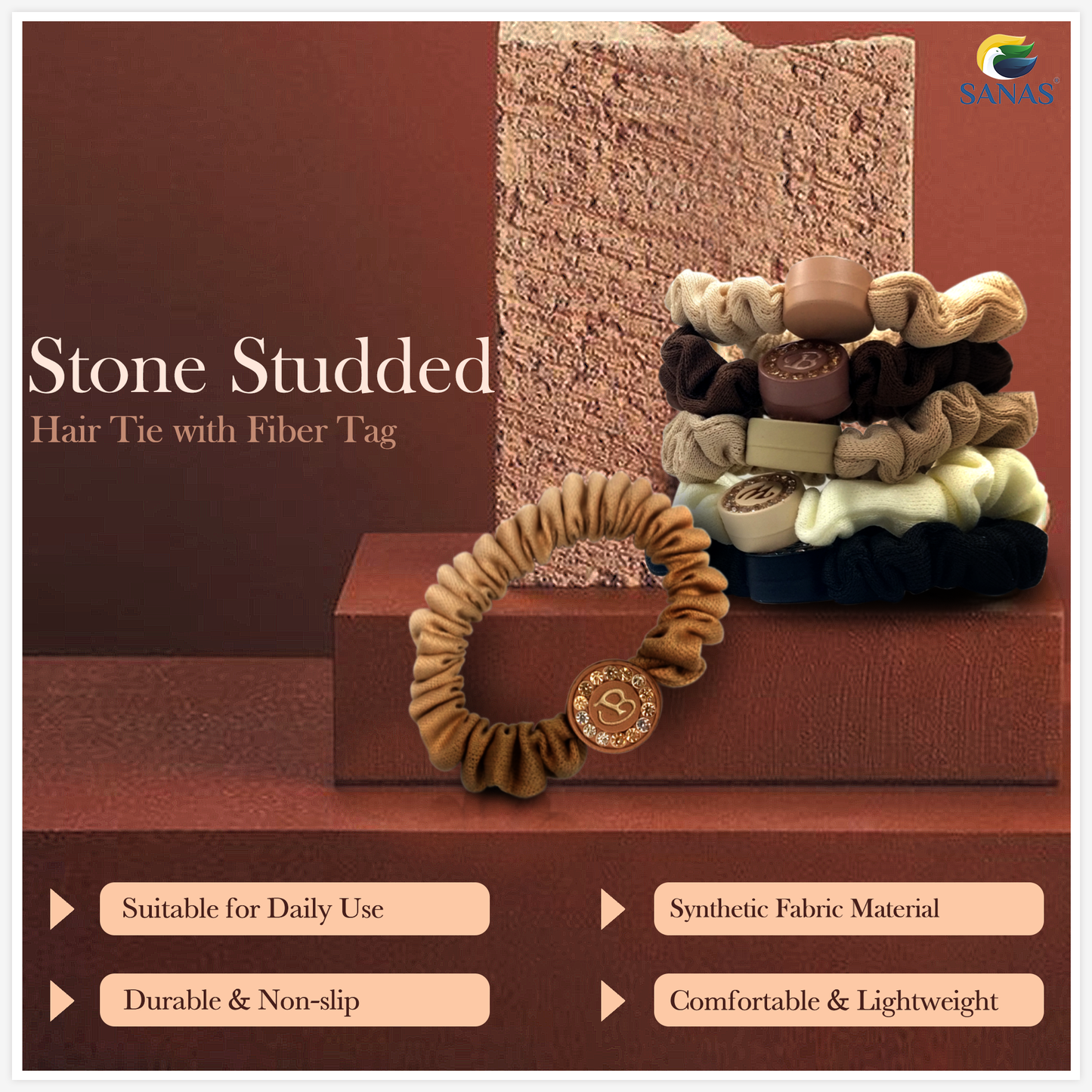 Sanas Synthetic Band Stone Tag - 5Pcs