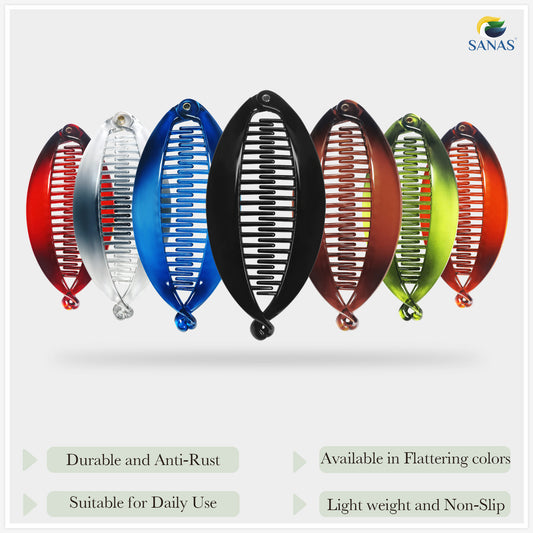 Sanas Fishtail Hair Banana Clip - 3Pc