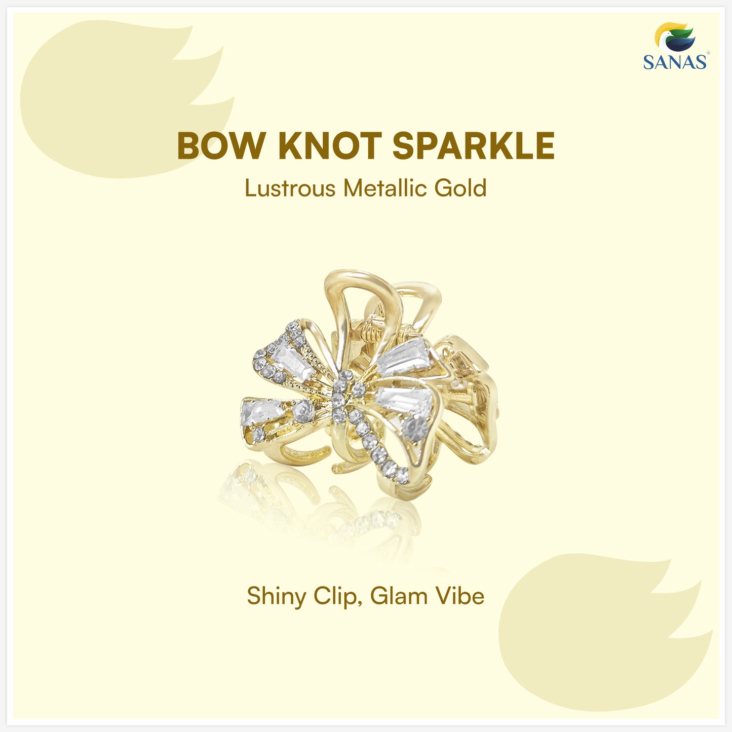 Sanas Tiny Crystal Knot Hair Clip For Women 1 Pc