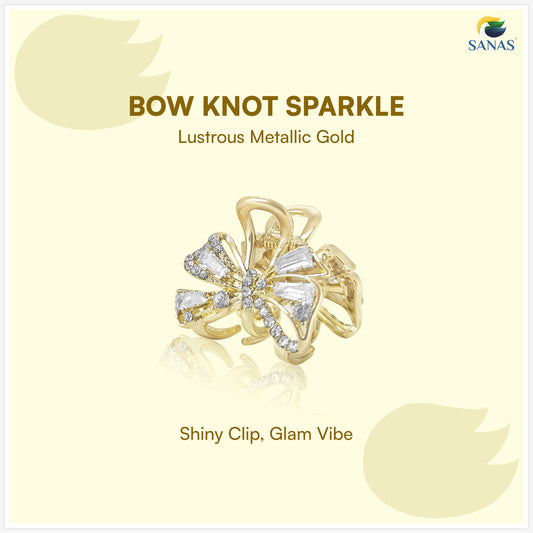 Sanas Tiny Crystal Knot Hair Clip For Women 1 Pc