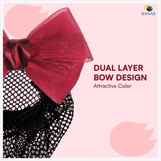 Sanas Hair Clip Juda Net For Women Shiny Red Mesh Pattern (1Pc)