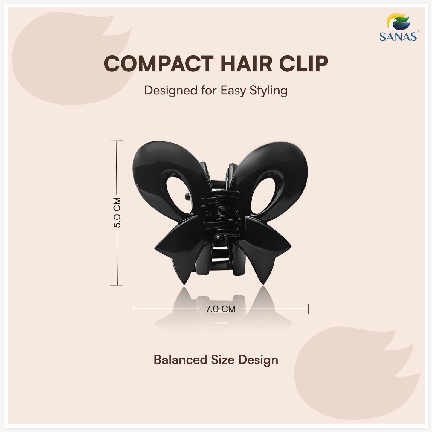 SANAS (3 Pcs) Bow Hair Clips Stylish Clutchers Aesthetic Claw Clips Hair Accessories for Women and Girls Black Brown and Dual Tone (3 Pcs)