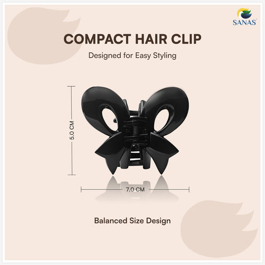 SANAS (3 Pcs) Bow Hair Clips Stylish Clutchers Aesthetic Claw Clips Hair Accessories for Women and Girls Black Brown and Dual Tone (3 Pcs)