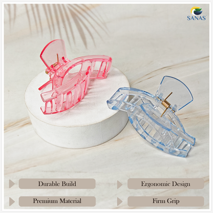 Sanas Transparent Eye shape Butterfly Clips for Woman - 3Pc