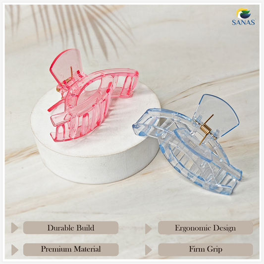 Sanas Transparent Eye shape Butterfly Clips for Woman - 3Pc
