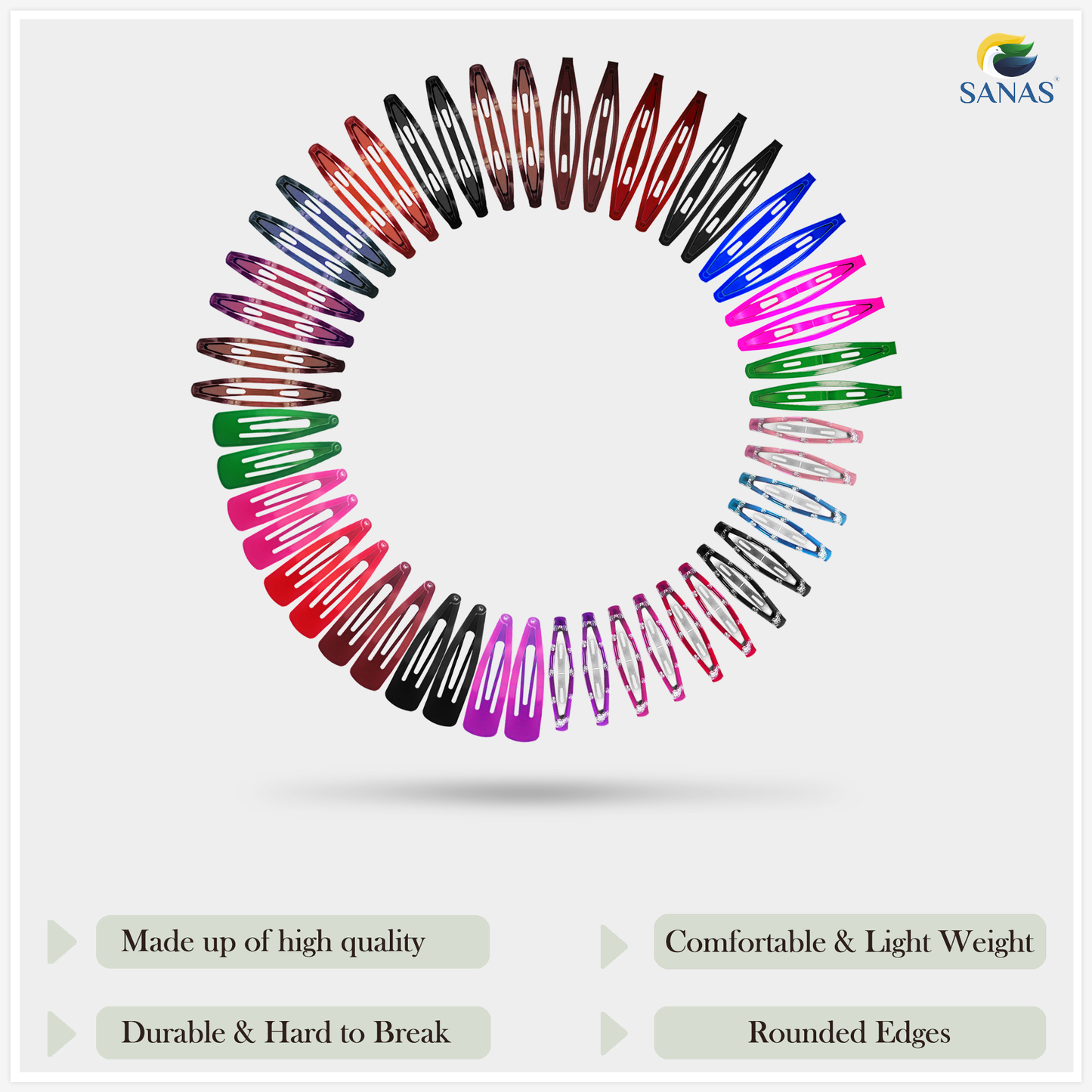 Sanas Tic Tac Hair Clips For Girls 48PC