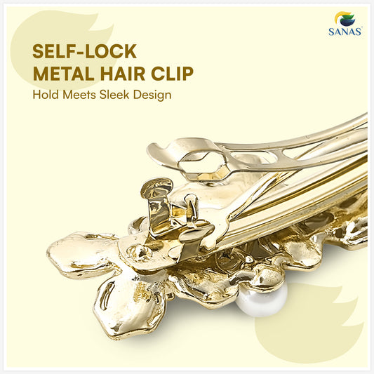 Sanas Flower Rhinestone Barrette For Women 1 Pc