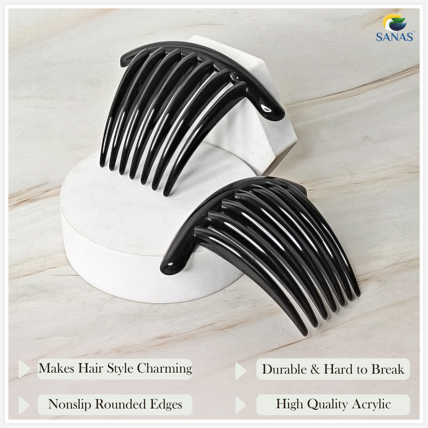 Sanas Women’s Wide Tooth Comb Hair Accessories - 2Pc