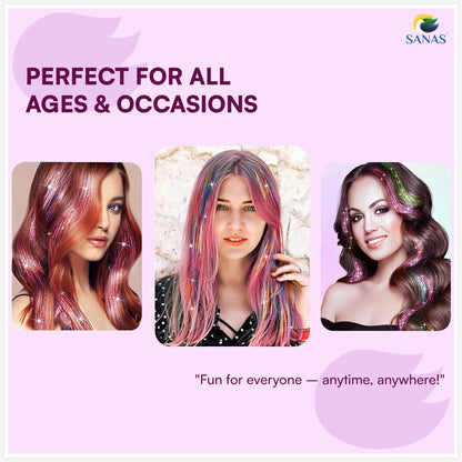 Sanas Glitter Hair Extensions Tinsel - 12Pcs