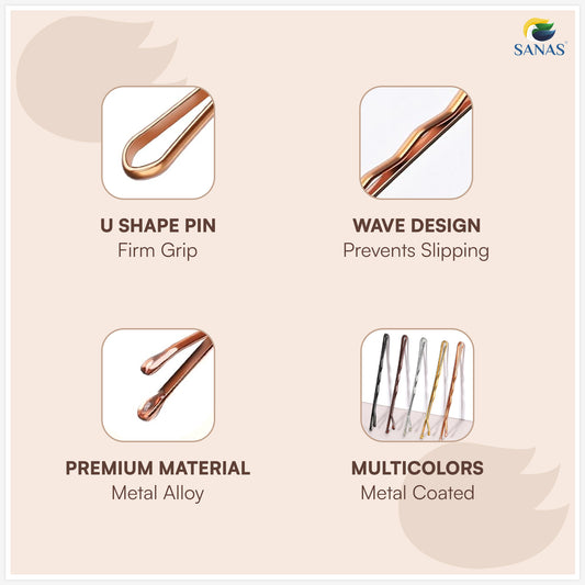 Non slip hair pin bobby pin set for bridal and party hairstyles