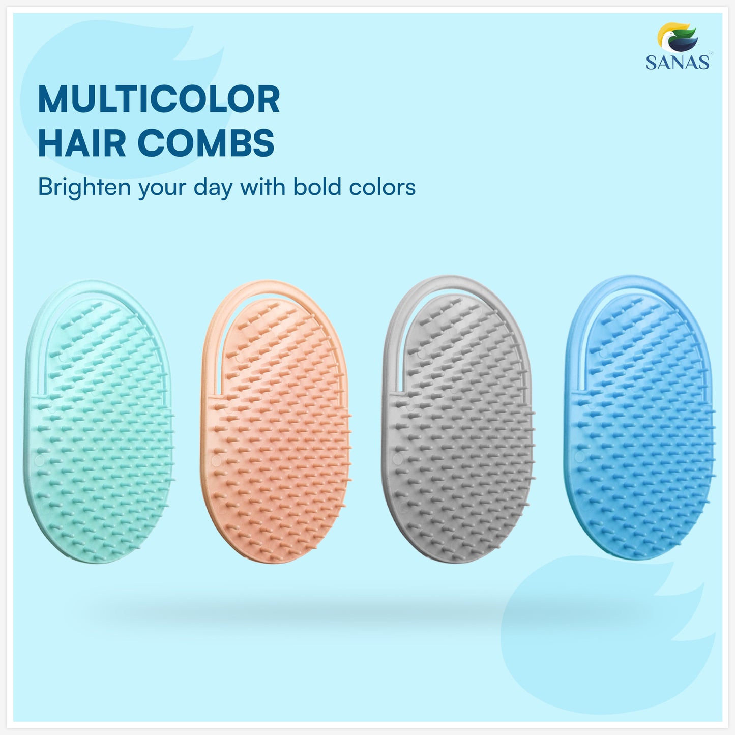 Sanas Soft Rubber Teeth Pocket Comb - 3Pcs