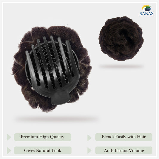 Sanas Brown Bun Clip Hair Extension - 1Pc