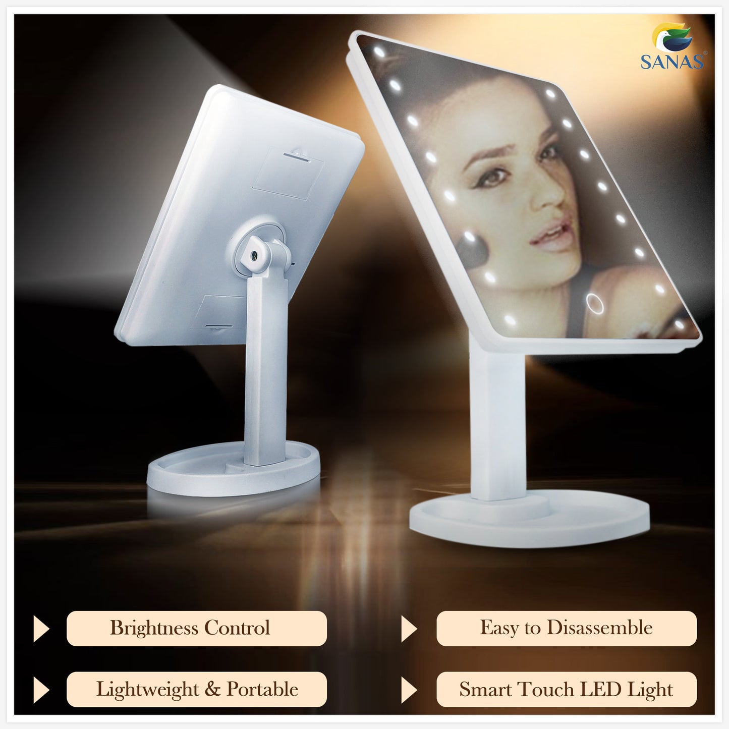Sanas Makeup Mirror with LED Lights - 1Pc
