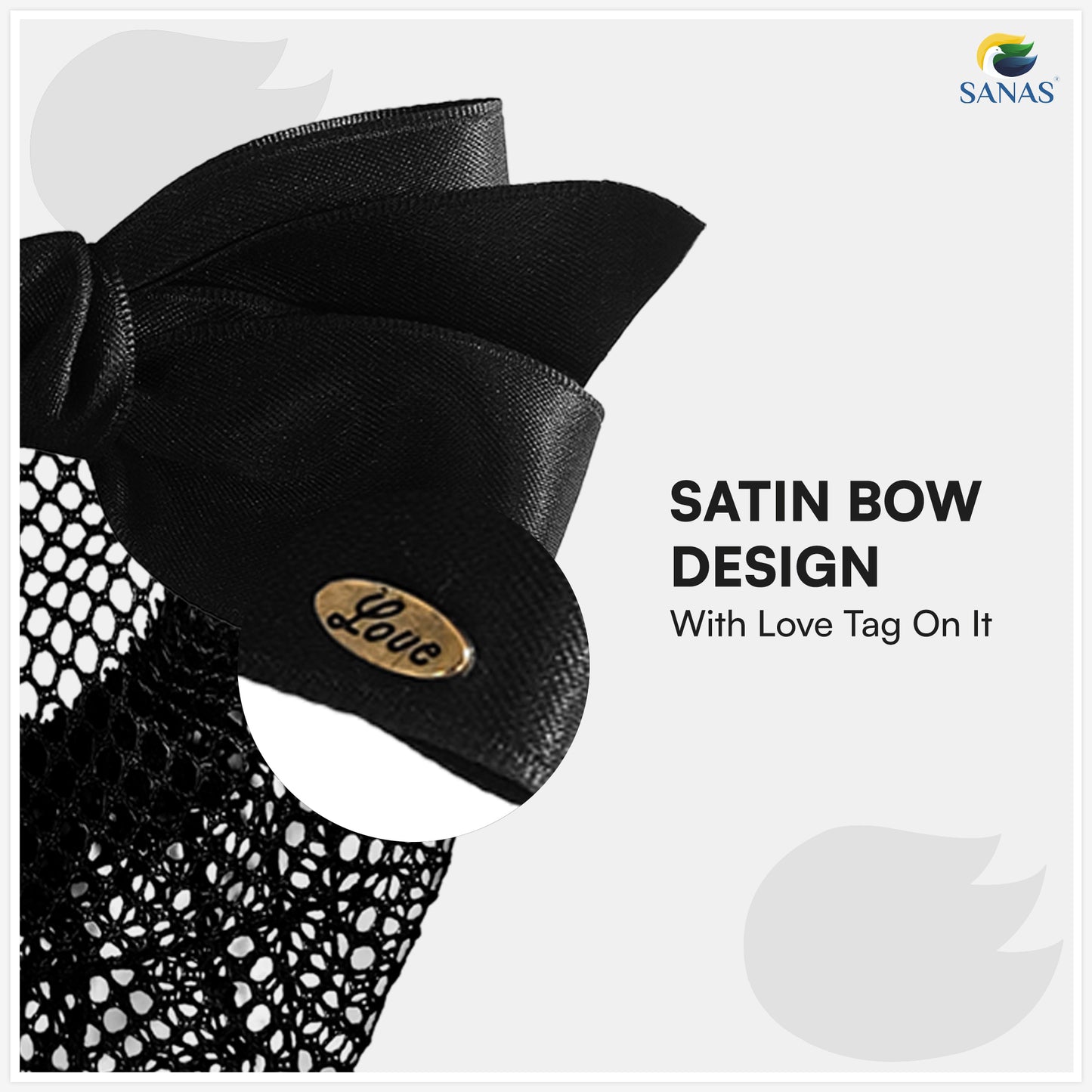 Sanas Hair Clip Juda Net For Women Black Bow- Golden Love Tag (1Pc)