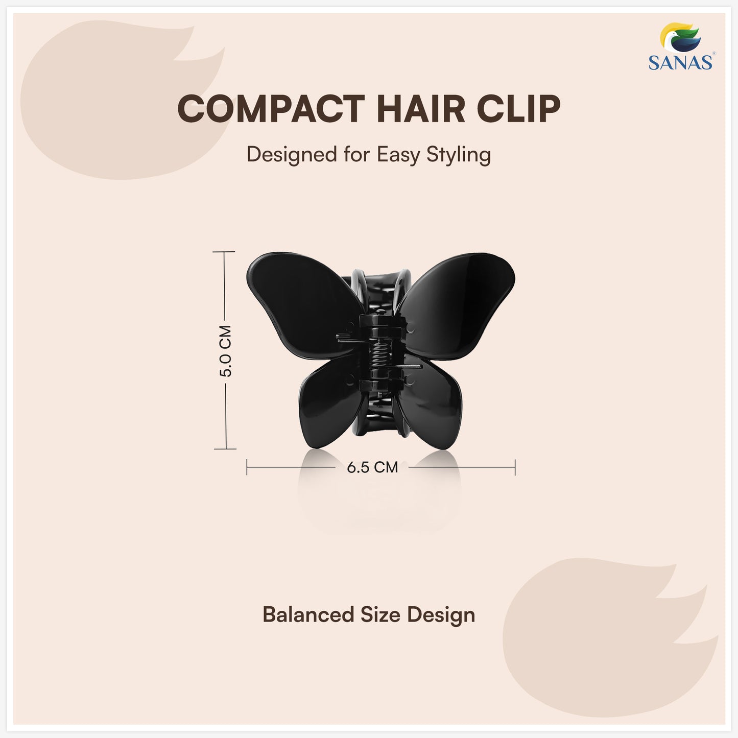 SANAS (3 Pcs) Butterfly Hair Claw Clips Stylish Aesthetic Clutchers Hair Accessories for Women and Girls Versatile 3 Shades (3 Pcs)