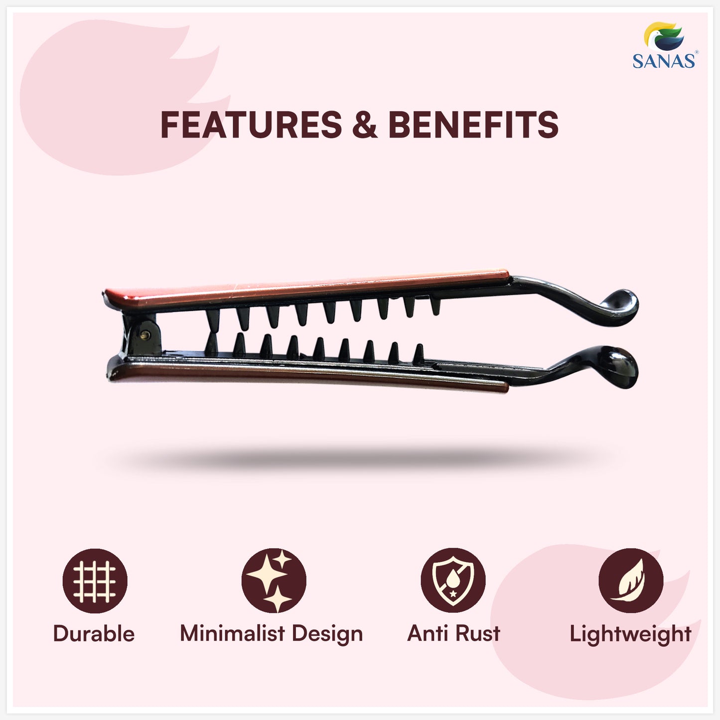 Sanas Large Banana Hair Clutchers – Strong Grip Hair Accessories for Women (2 Pcs)