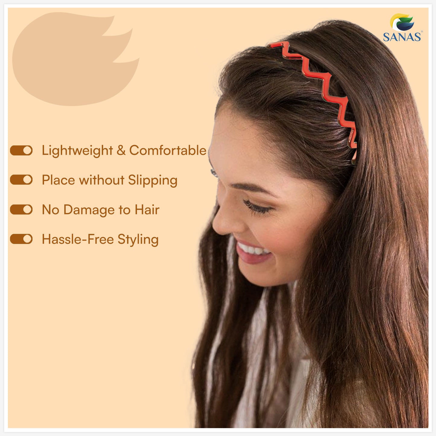 Sanas Long Teeth Hairband For Women - 4Pcs