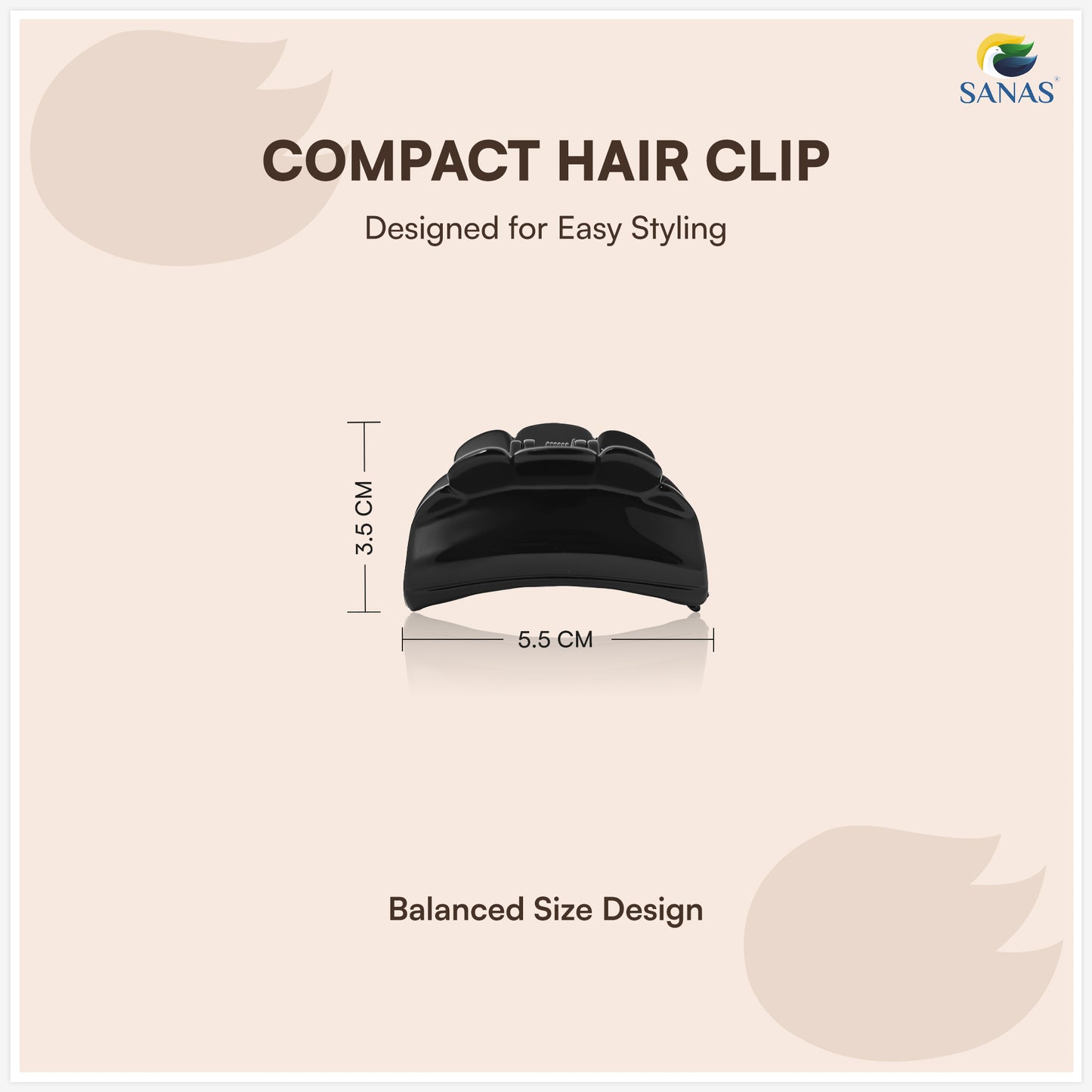 SANAS (3 Pcs) Small Hair Claw Clips Stylish Aesthetic Clutchers Cute Hair Accessories for Women and Girls Versatile 3 Shades (3 Pcs)