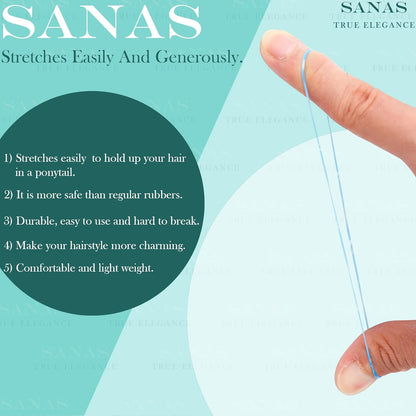 Sanas Medium Elastic Rubber Bands - 1100Pcs (Glossy)