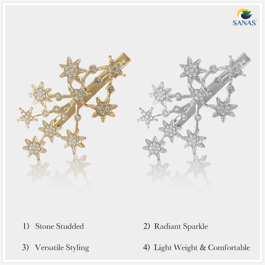 Sanas Tree Star Crystal Hair Pin - 2Pcs
