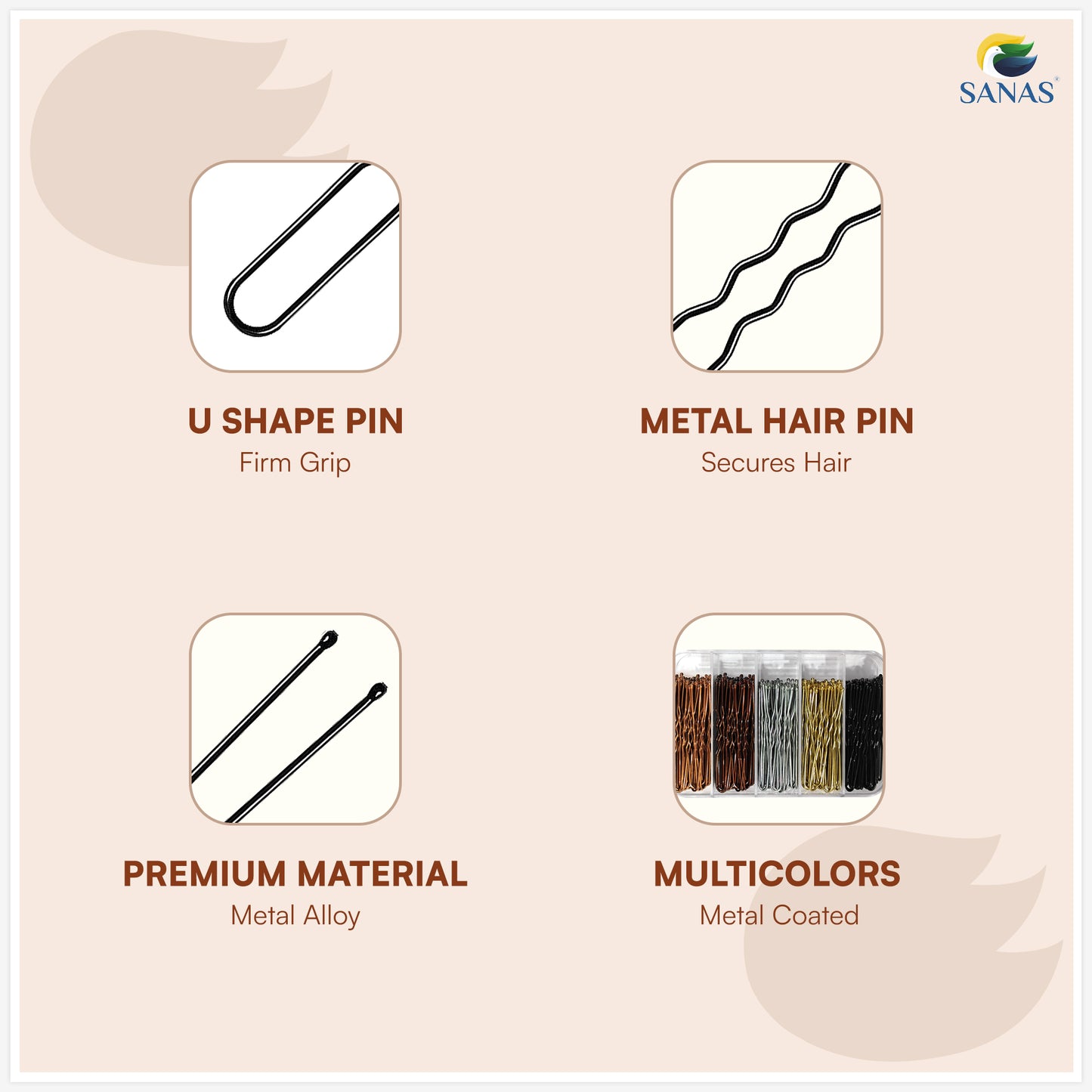 Multicolor hairpins for hair styling and salon use