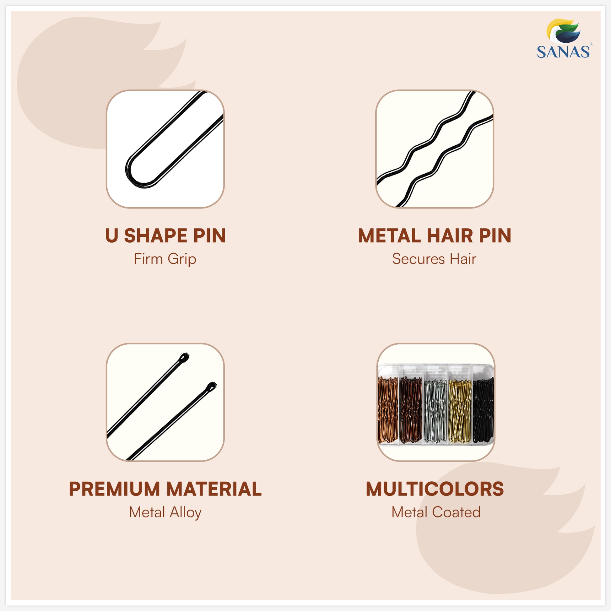 Multicolor hairpins for hair styling and salon use