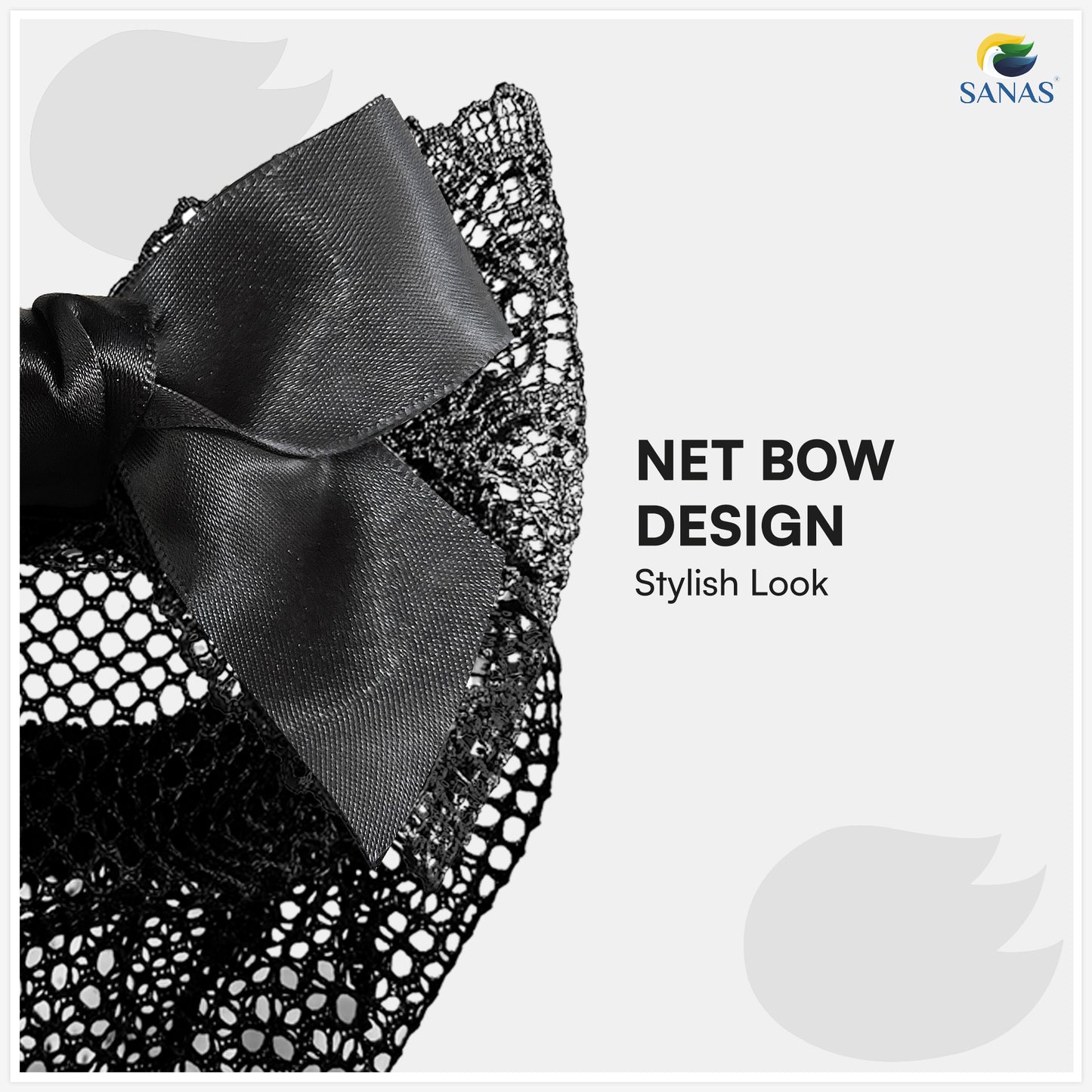 Sanas  Ribbon Barrette Bow Net (Black Net) 1 Pc