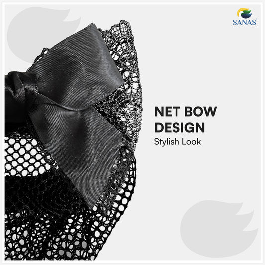Sanas  Ribbon Barrette Bow Net (Black Net) 1 Pc