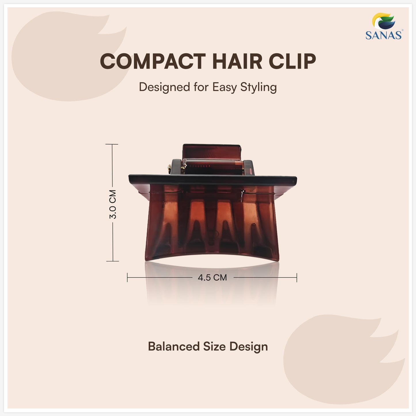 SANAS (3 Pcs) Hair Claw Clips Stylish Aesthetic Clutchers Cute Hair Accessories for Women and Girls Versatile 3 Shades (3 Pcs)