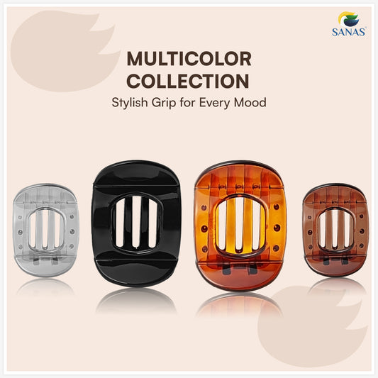 Sanas Small Square Bun Clip For Women 4 Pcs