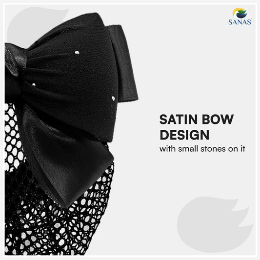 Sanas Hair Clip Juda Net Black For Women (Classic Black & Crystals)(1Pc)