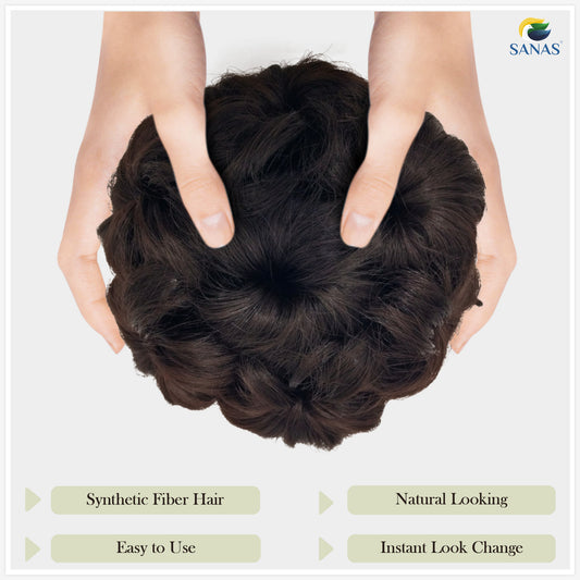 Sanas Black Fake Bun Hair Extension - 1Pc
