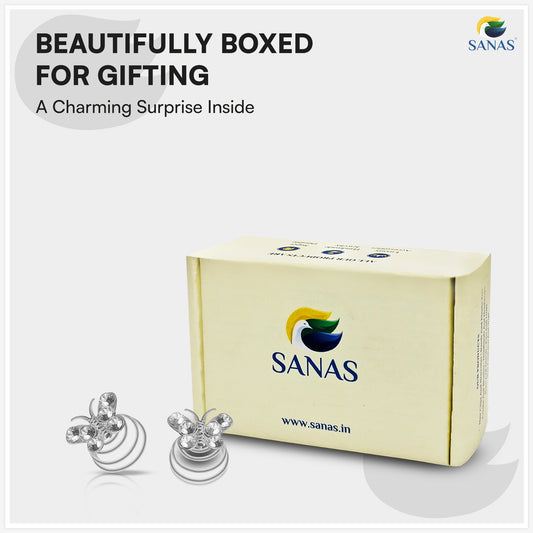 Sanas Crystal Butterfly Hair Bun Pin For Women Pack Of 12