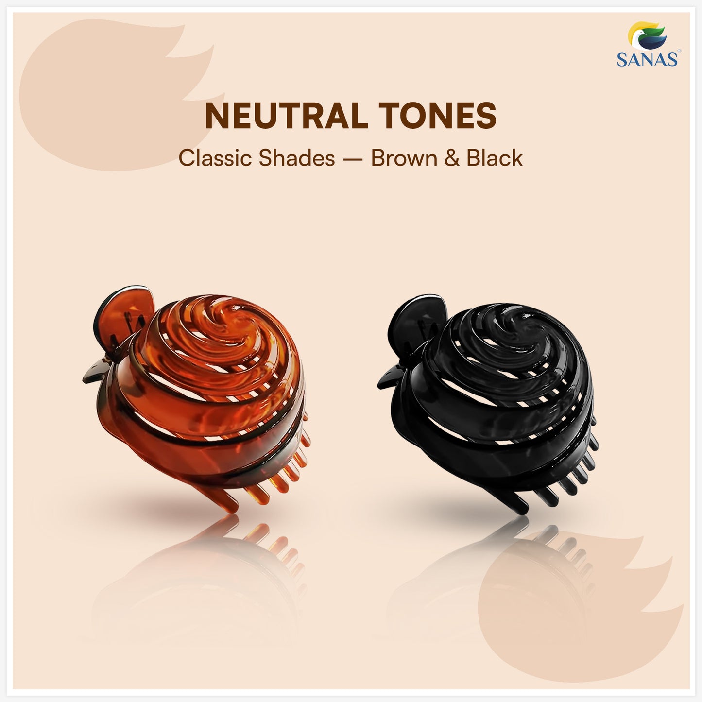 Sanas Hair Clips For Woman Spiral Shell Pattern Korean Clips (3Pcs)