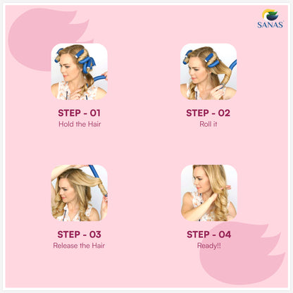 Sanas Heatless Curler For Hair Women Flexi Rods - 20-Piece