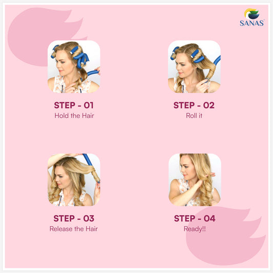 Sanas Heatless Curler For Hair Women Flexi Rods - 20-Piece