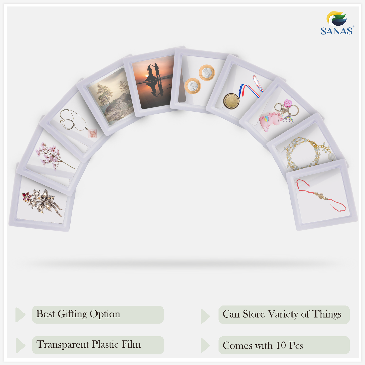 Sanas White Acrylic Shadow Box - 10Pcs