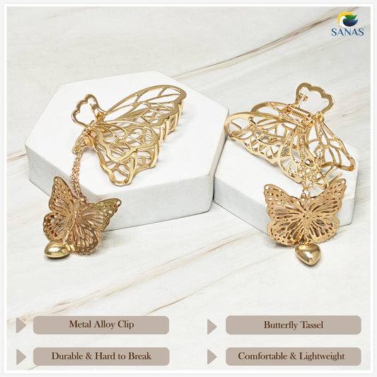 Sanas Metal Butterfly with Tassel - 2Pcs