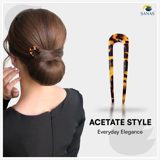 Wooden Juda Stick and Metal Hair Pin Bun Accessories for Women