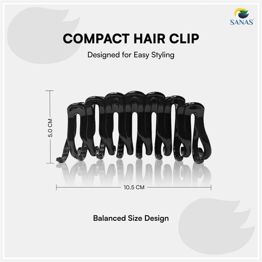 SANAS (2 Pcs) Korean Hair Claw Clips Stylish Aesthetic Clutchers Hair Accessories for Women and Girls Versatile Black and Dual Tone (2 Pcs)