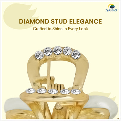 Sanas White Shell Stone Claw For Women 1 Pc