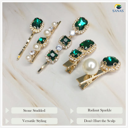 Sanas Rhinestones Decorative Hair Pins - 5Pcs