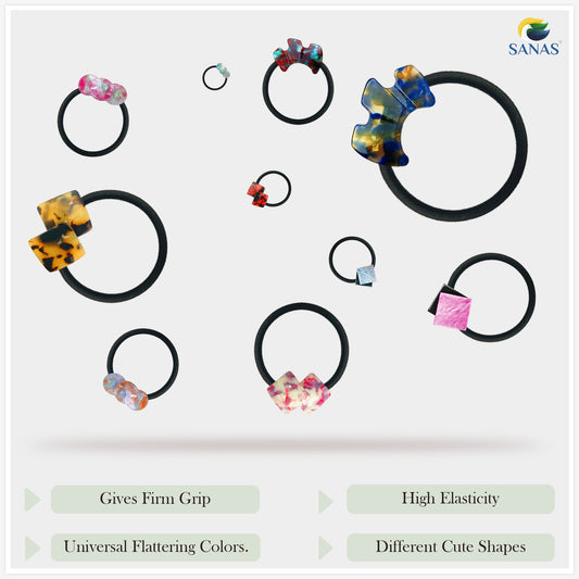 Sanas Resin Rubber Bands for Girls 10Pcs