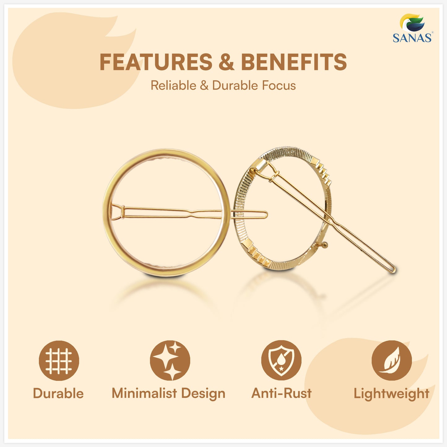 Sanas Hollow Pins Multi-Shape Hair Accessories - 12Pcs